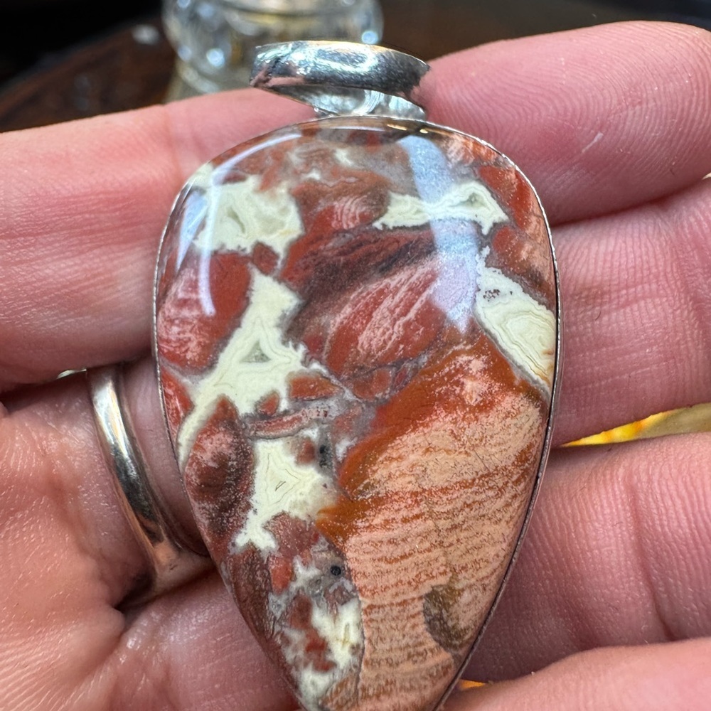Red Jasper Gemstone Pendant 2.1" - Picture 2 of 4